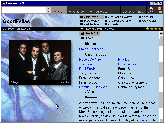 Microsoft Cinemania Goodfellas Movie Detail (1996)